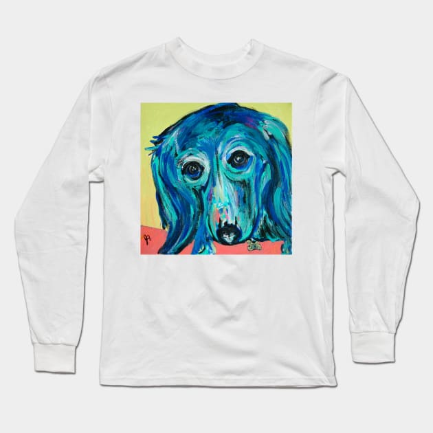 Blue Dachshund Long Sleeve T-Shirt by Jeneralarts